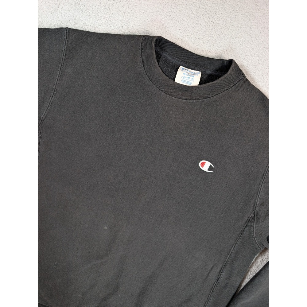 Champion Reverse Weave Sweatshirt Mens Medium Black Crewneck Pullover GF70 BKC